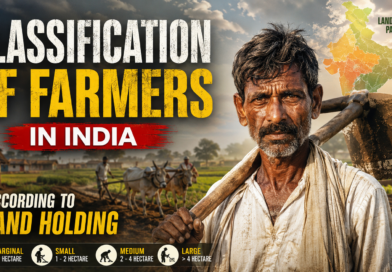 Farmers Classification in India based on land holding showing Landless, Marginal, Small, Semi-Medium, Medium and Large Farmers