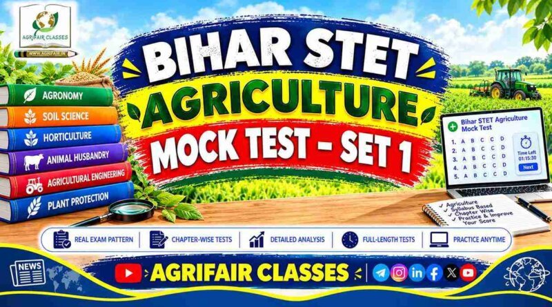 Bihar STET Agriculture Mock Test Set 1 – Free Online Agriculture Test