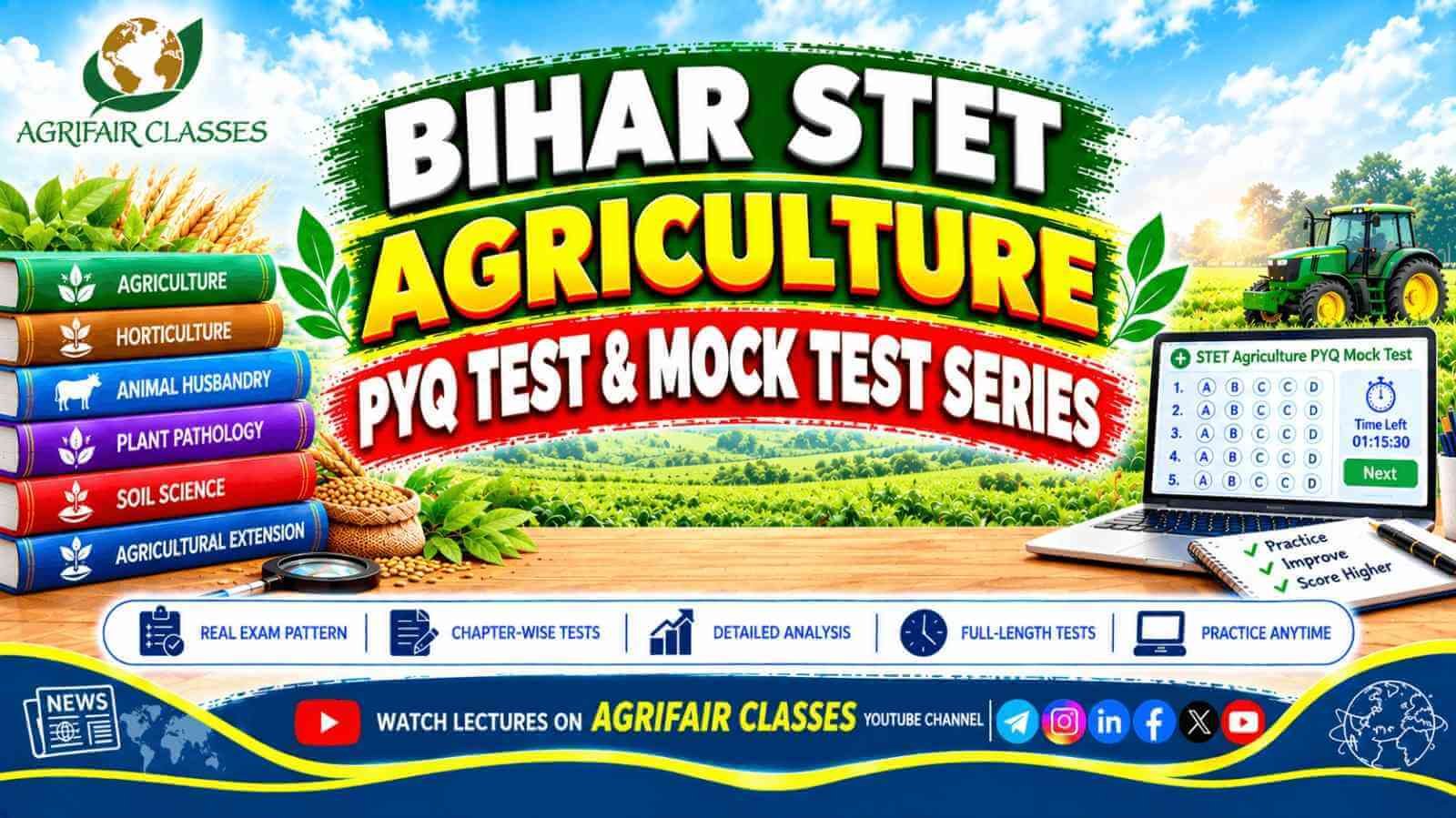 Bihar STET Agriculture PYQ Test and Mock Test Series – Free Online Practice